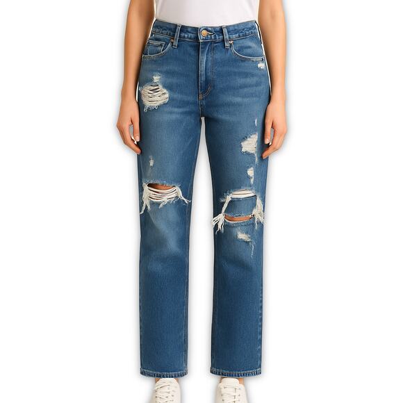 Abercrombie & Fitch Denim - Abercrombie & Fitch Jeans Destroyed Mid Rise Blue Cotton Size 4 27 Inseam
